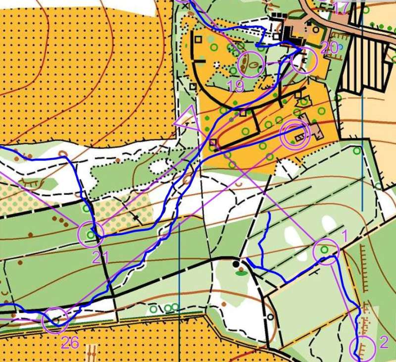 Brown course (Jeff's route)- a dodgy (partly recorded) start, followed b zig zagging downhill descent to the finish...along a MTB trail