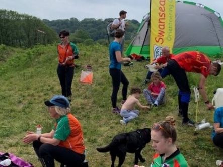Oxwich Burrows assembly, with Andy and Rosie on the right