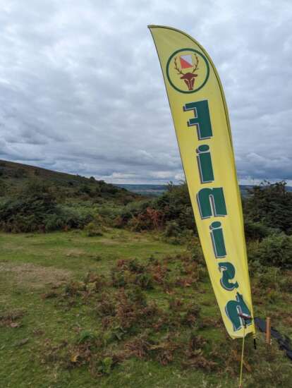 The finish flag at Triscombe Stone