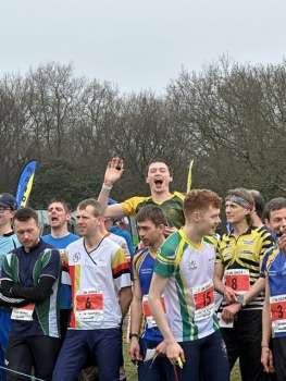 Adam at the mass start for his relay JK 2024