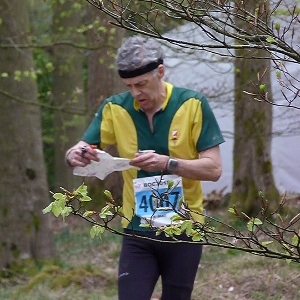 Brian at the British Orienteering Champs relays, Forest of Dean 2015