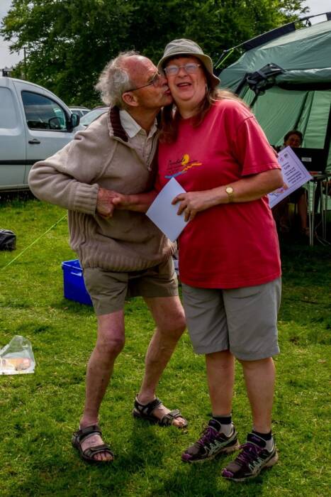 Christine V handing trophy to a grateful Arthur Boyt, Fernworthy 2015