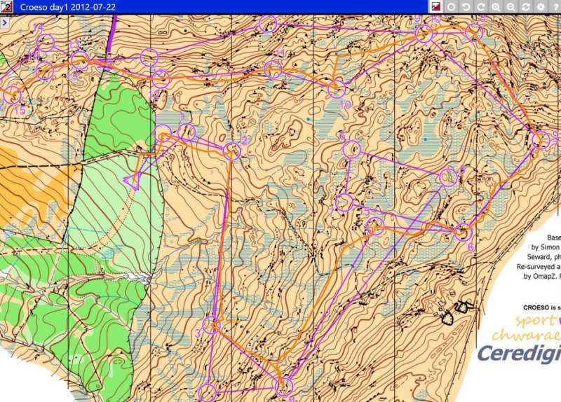 Jeff's route on M40S course, day 1, Gwanas