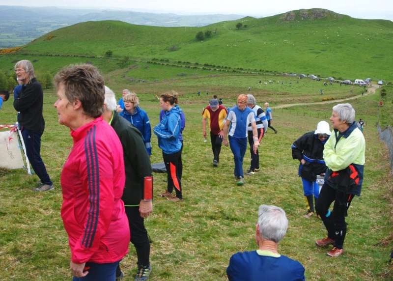 Judy C & others from the SW at Corndon Hill, 2015 day 3